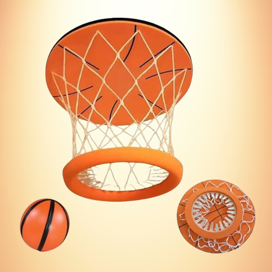 Kids' indoor mini basketball hoop set with soft foam ball, perfect for over-the-door active play for ages 2-5.