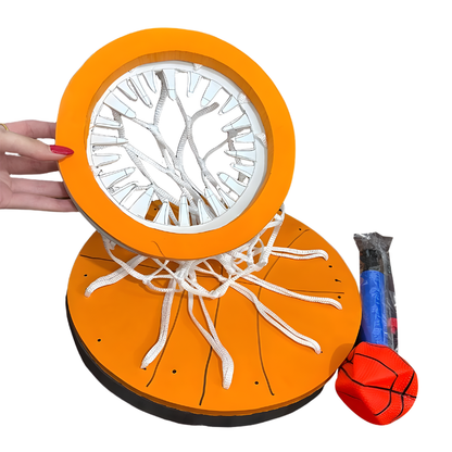 Family fun with an indoor basketball hoop, an over-door sports game designed for young kids.