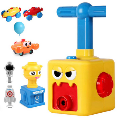 Kids' inertia balloon powered car toy set, colorful educational STEM car toy for children