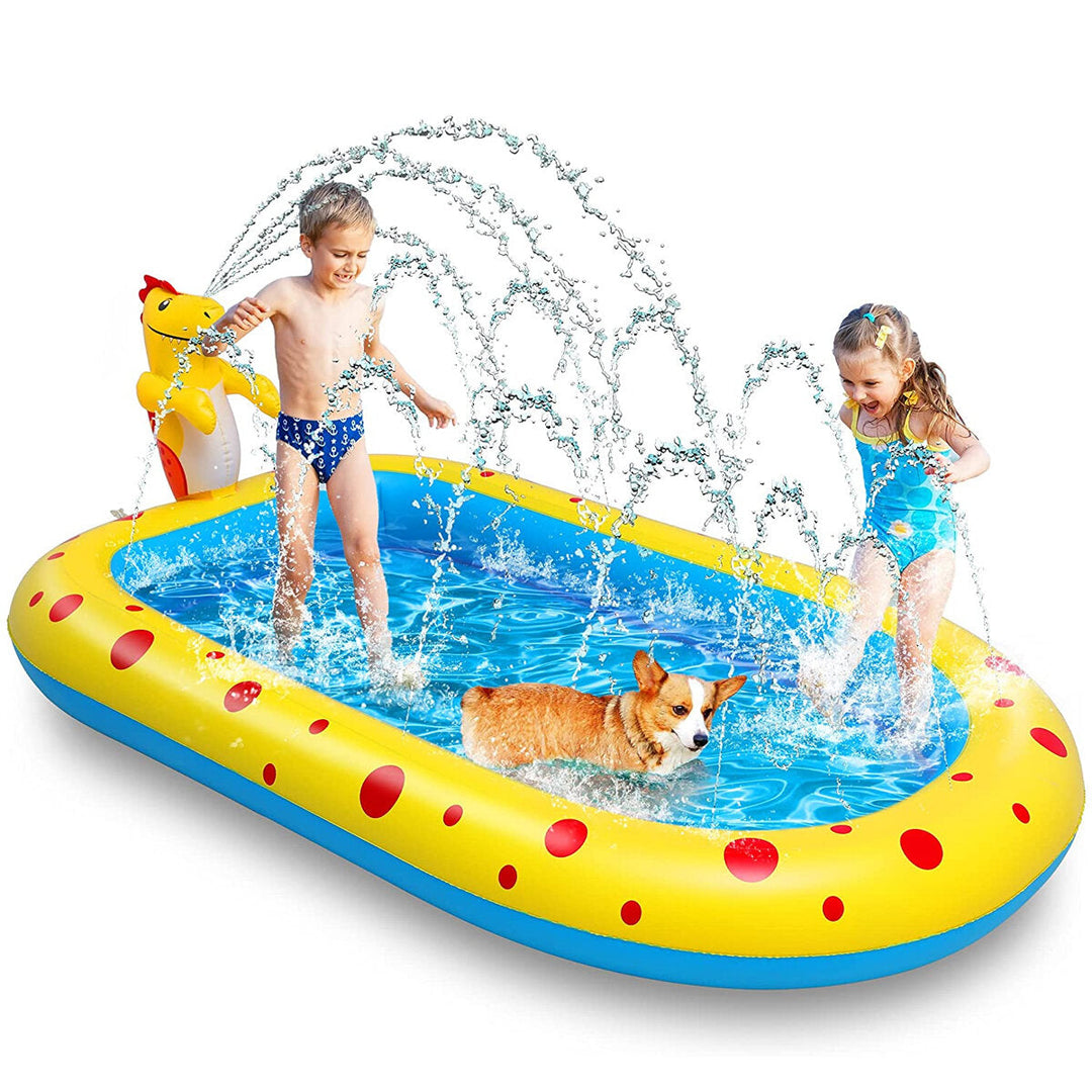 Kids' inflatable fountain pool for outdoor water play. Perfect splash pad for toddlers & children in the backyard.