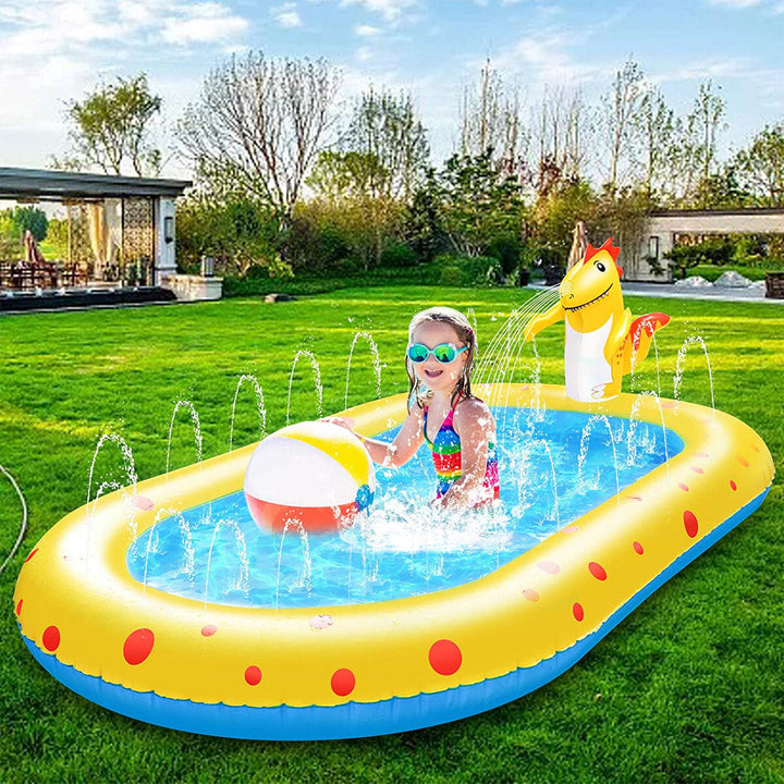 Durable PVC inflatable fountain pool for safe kids' outdoor water play. A fun sprinkler pad and splash pool for summer.