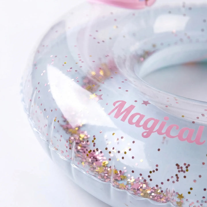Large inflatable unicorn pool float, perfect summer water toy for kids to enjoy swimming and pool parties.