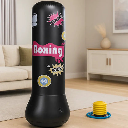 Durable kids' inflatable punching toy with a pair of gloves, perfect for outdoor games