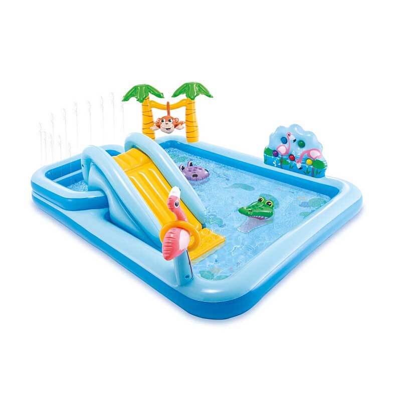 Durable inflatable pool with sprinkler function, ensuring hours of outdoor summer entertainment.