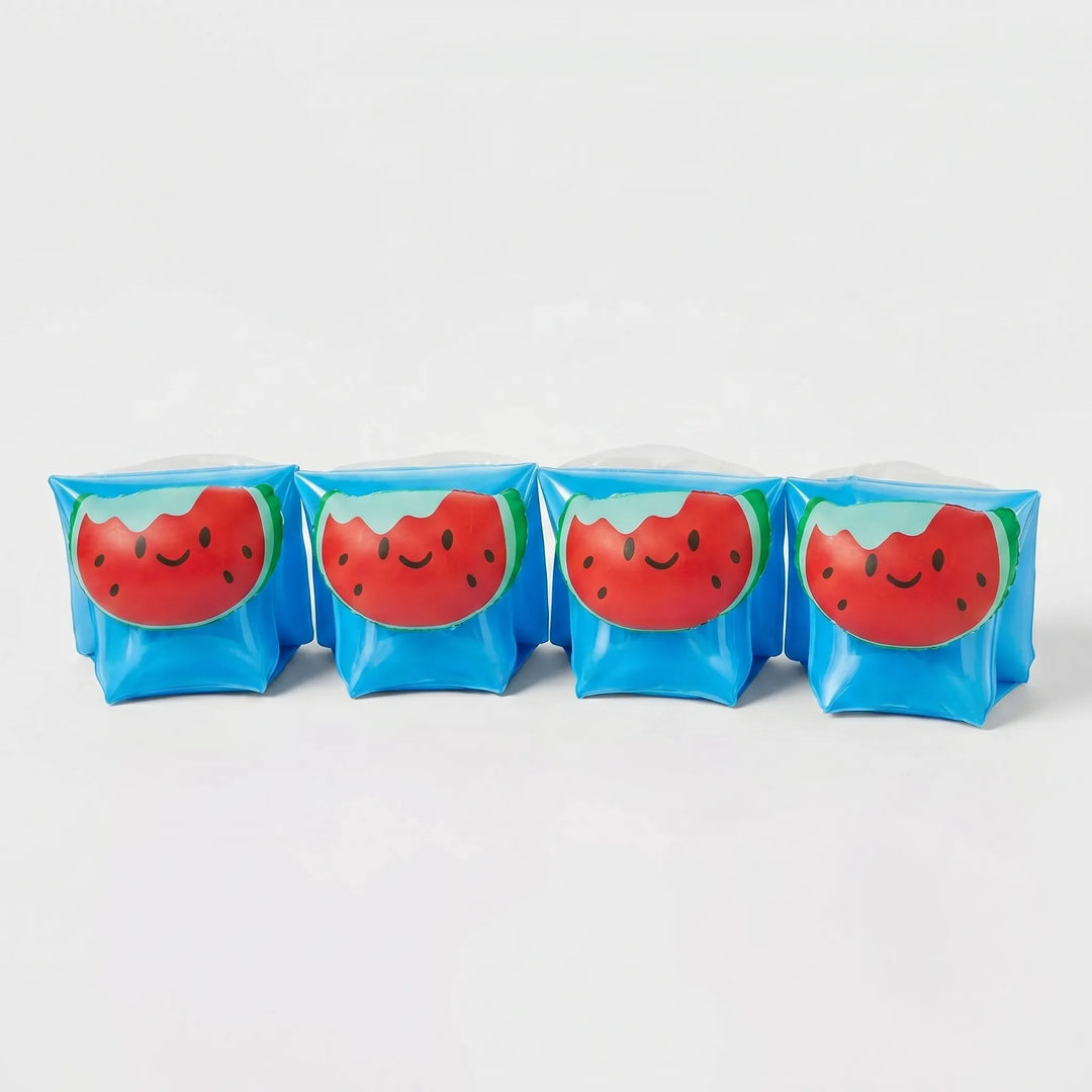 Build kids' swimming confidence with these vibrant, inflatable armbands for safe water play.