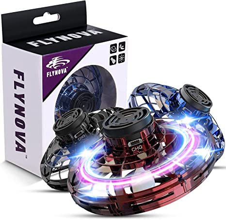 Kids' Infrared Sensor Flying UFO RC Drone Toy hovering in a room, demonstrating its flying capabilities