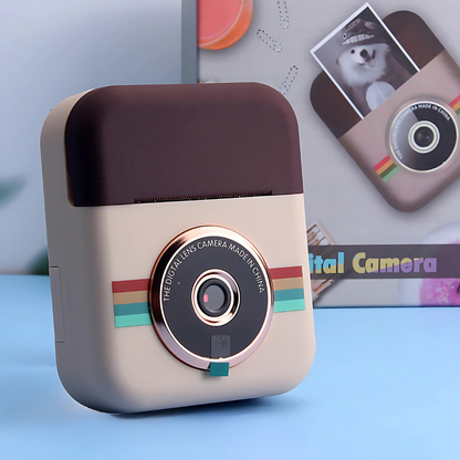Kids' instant print digital camera with thermal paper, blue, for creative play and photography fun