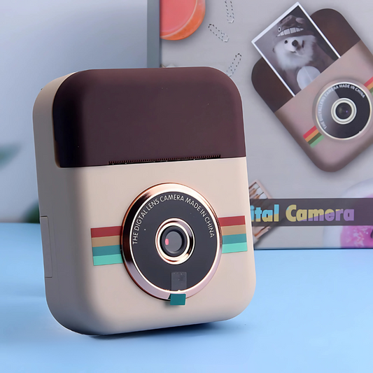 Kids' instant print digital camera with thermal paper, blue, for creative play and photography fun