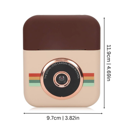 Child holding inkless instant print camera with thermal paper, a great educational gift for kids