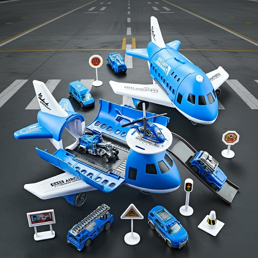 Engaging educational airport playset, teaching children about airport operations and vehicles