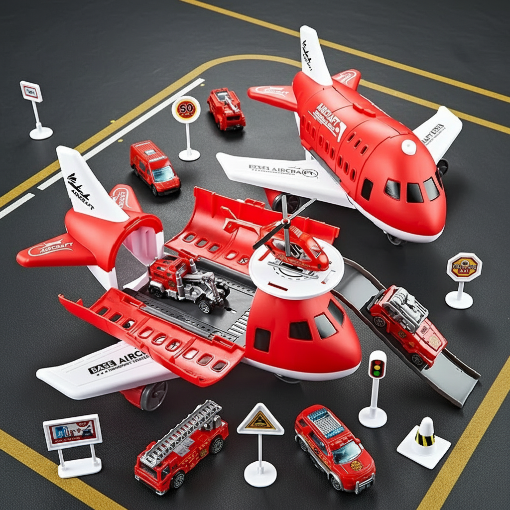 Vibrant kids' airport playset, encouraging imaginative stories and vehicle interaction