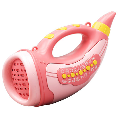 Close-up of the horn feature on the children's interactive animal sounds educational toy