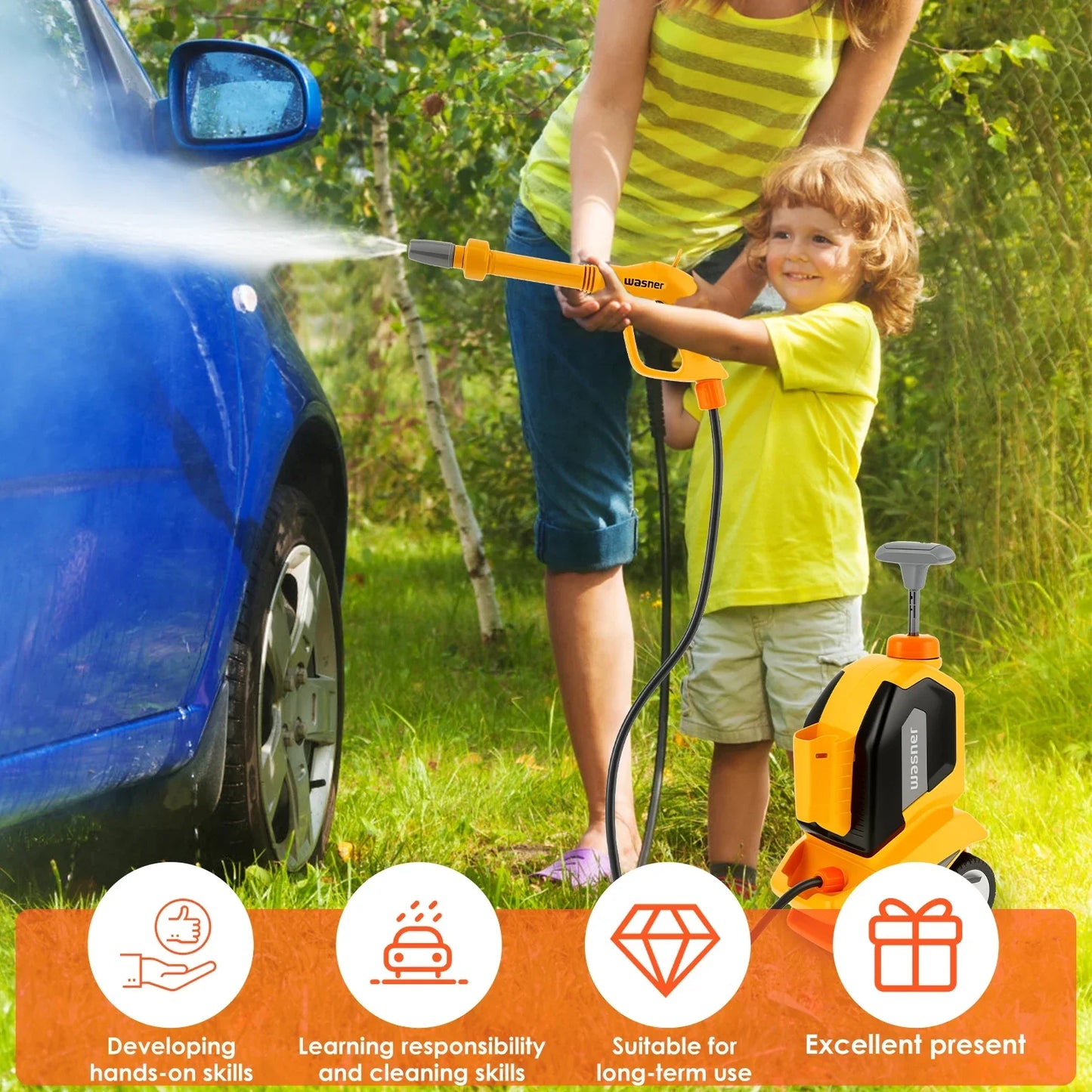 Educational car wash play toy for children, promoting role play and learning with water
