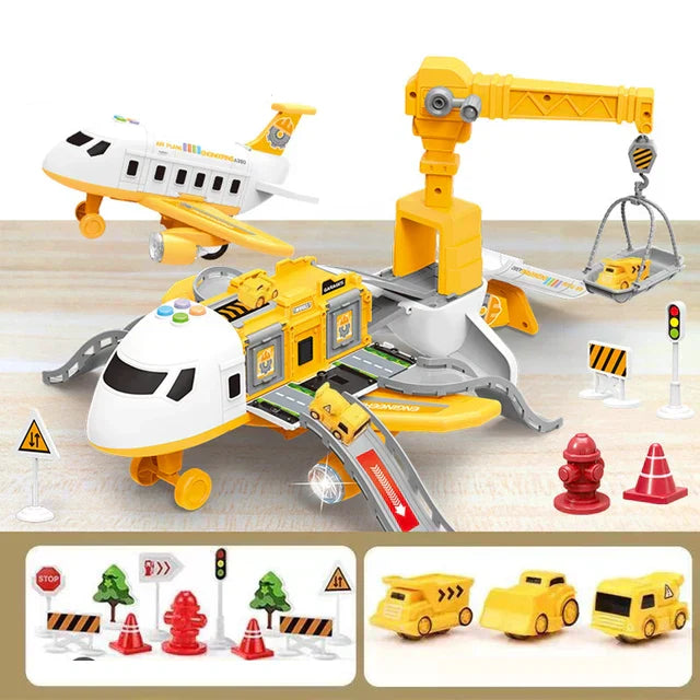 Detailed interactive cargo plane toy with openable hatch, perfect for imaginative kids' playset scenarios.