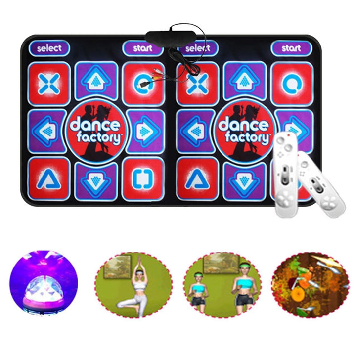 Dual player dance mat with remote control, offering interactive rhythm gaming & fitness for kids.