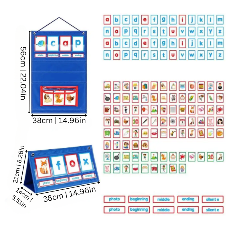 Montessori-inspired educational toy set for children, featuring spelling and math games to enhance early learning