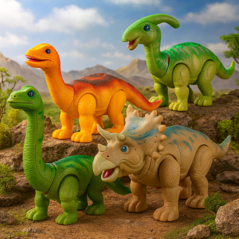 Kids' Interactive Glowing Roaming Dinosaur Toy with egg laying feature on a wooden floor