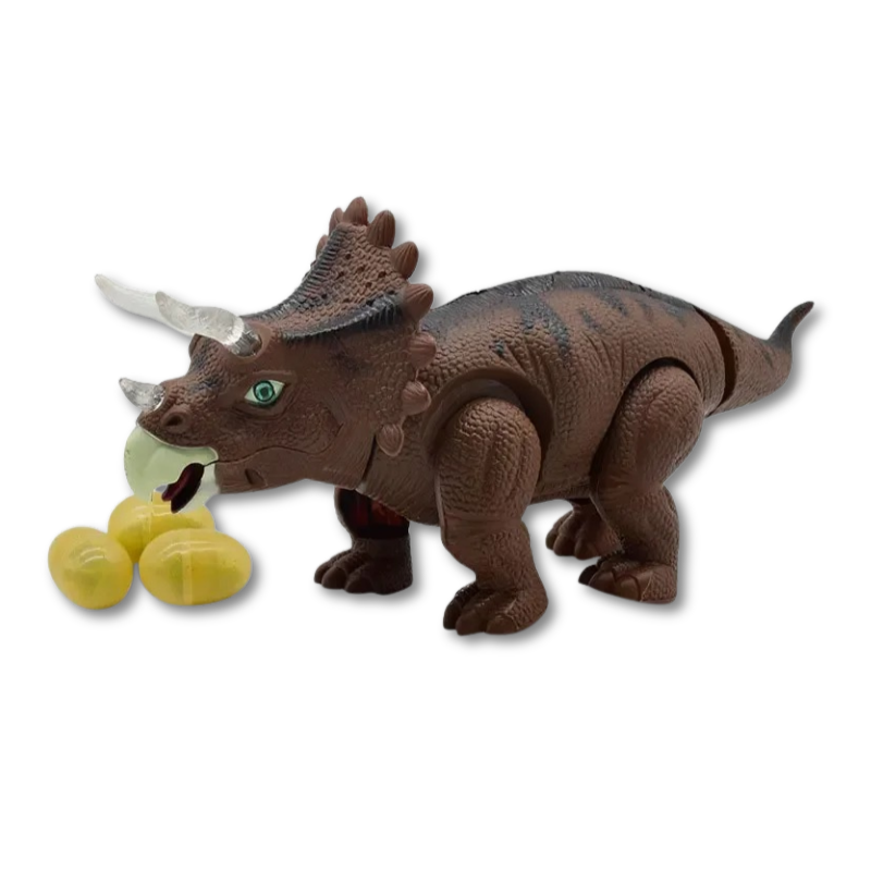 Kids' Glowing Dinosaur Toy laying eggs, an engaging interactive feature for young children