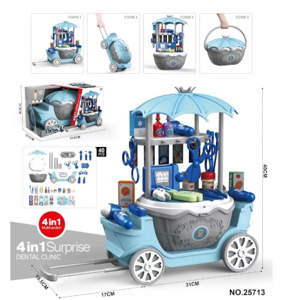 Boy and girl sharing the interactive ice cream and candy cart, a social roleplay toy.