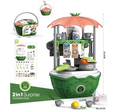 Kids' ice cream and candy cart playset featuring a cash register and serving accessories.