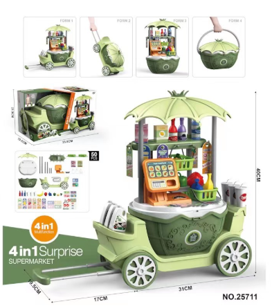 Children's roleplay ice cream and candy cart, a complete toy set for creative fun.