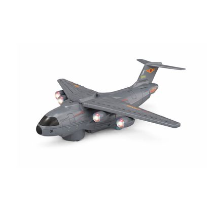 Interactive toy jet for kids with realistic sound effects and colorful LED lights in action