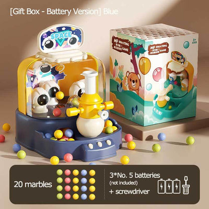 Vibrant eco-friendly marble shooting game for kids, promoting active play