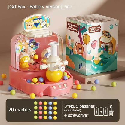 Children's gift: interactive marble game with easy-to-use shooting mechanism