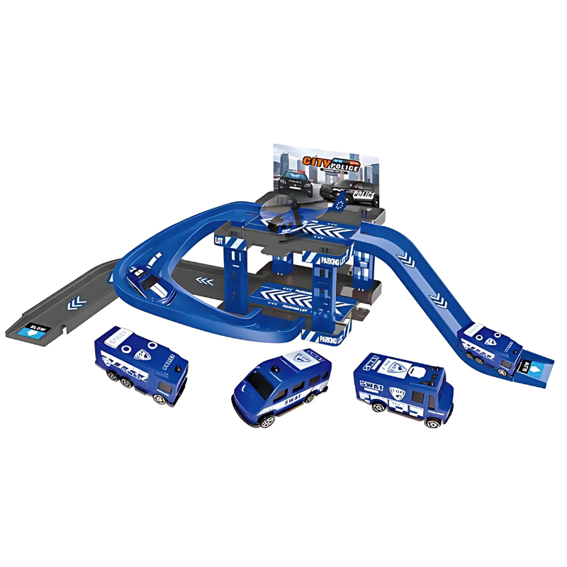 Kids interactive playset with rescue vehicles, perfect for creative play and motor skill development.