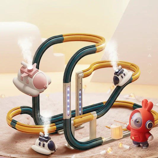 Kids' interactive steam train track set with locomotive, carriages & tracks for creative play