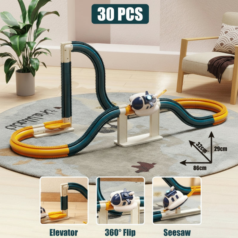 Vibrant Kids' Steam Train Track Set box art, showcasing interactive play and toy vehicles