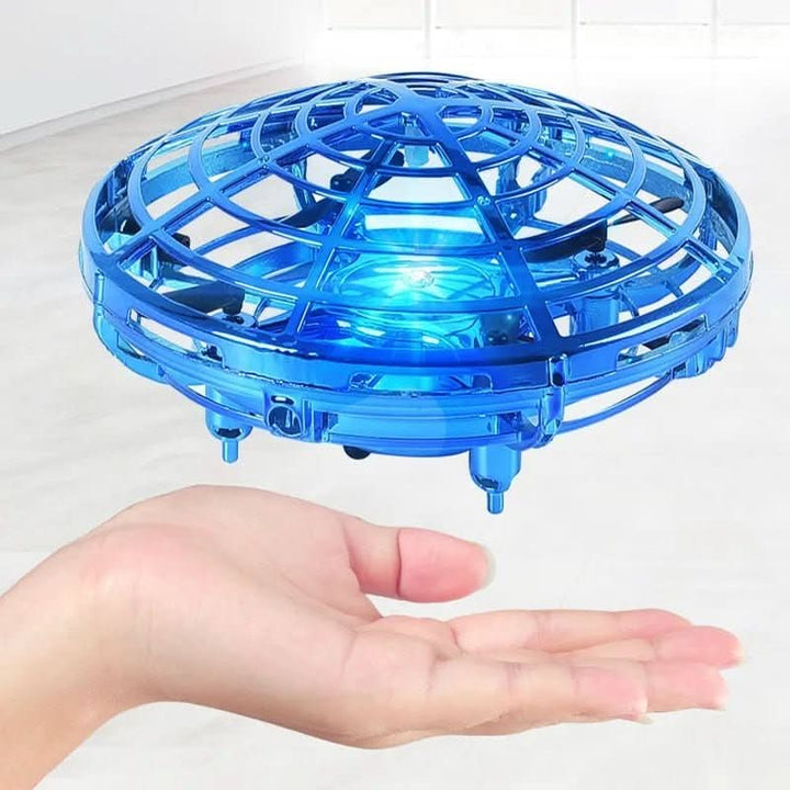 Children's hand-controlled UFO drone toy with bright LED lights & smart sensors. USB rechargeable.