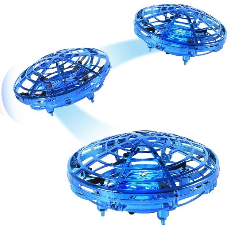 USB rechargeable kids' UFO drone toy, hand-controlled, interactive flying fun with LED lights, indoor/outdoor.
