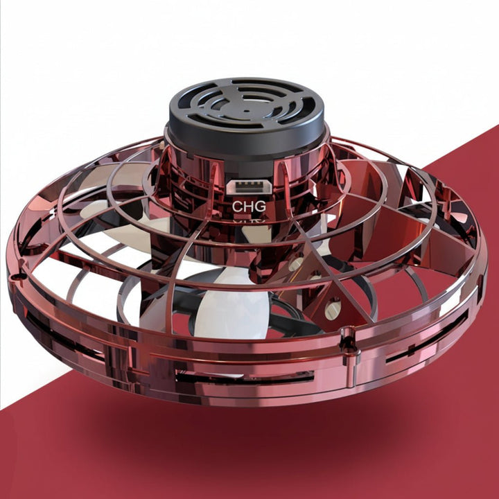 Kids' interactive UFO drone toy, hand-controlled, rechargeable, with LED lights for exciting indoor & outdoor flying.