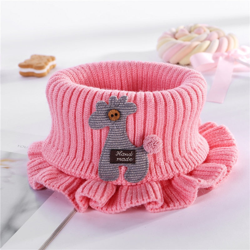 Unisex kids' knitted lace collar scarf, an essential winter accessory for warmth and style