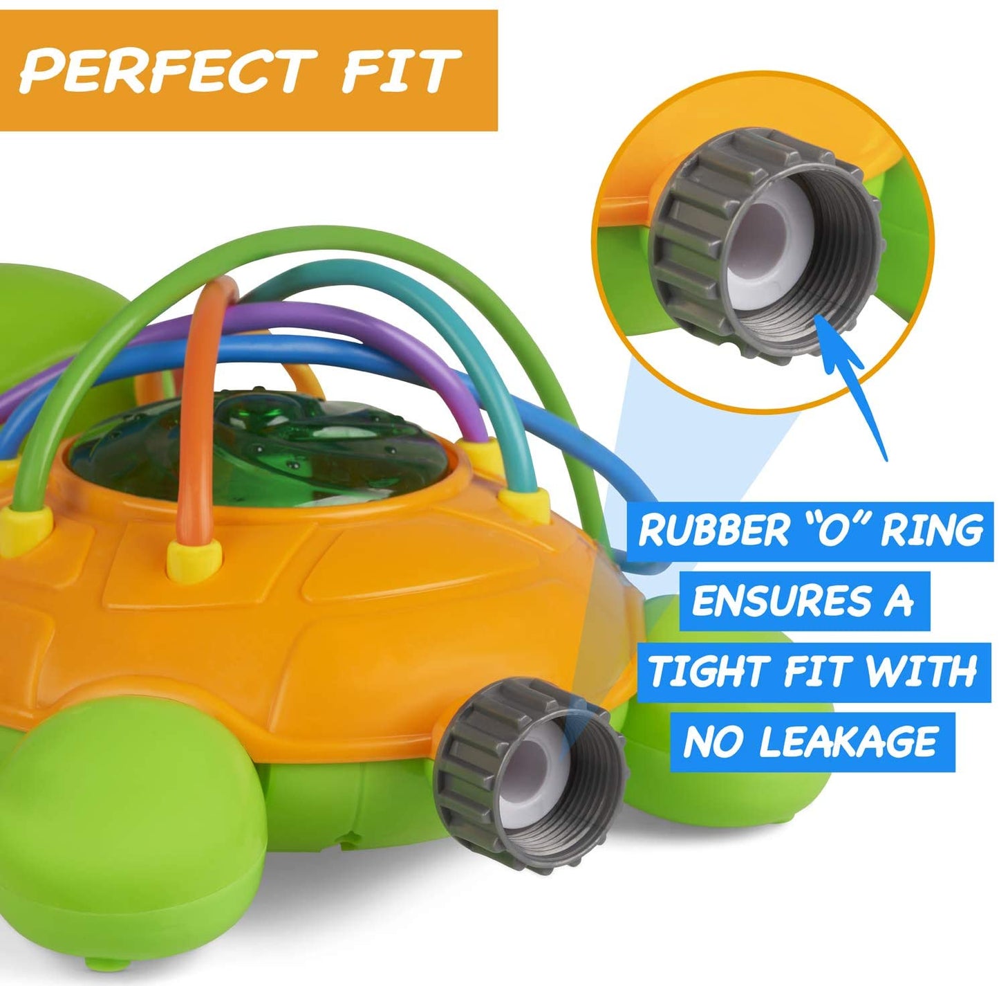 Durable, pet-friendly sprinkler toy designed for backyard summer fun, creating a refreshing splash pad for kids.