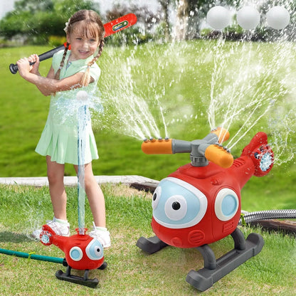 Children enjoying a refreshing water sprinkler game in the garden, ideal portable outdoor toy.