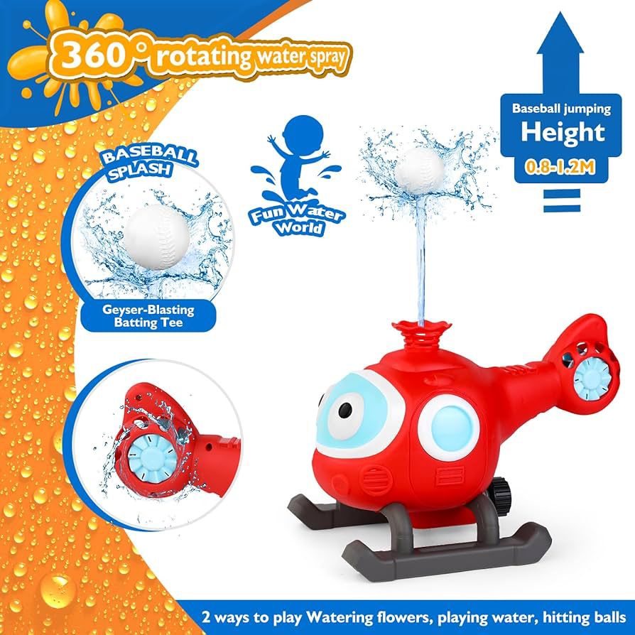 Happy kids running through an activated outdoor water sprinkler, great for summer water play.