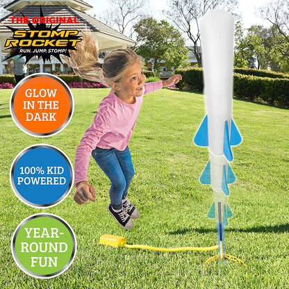Air Power Rocket Launcher toy set with three colorful rockets, perfect for kids' outdoor STEM play