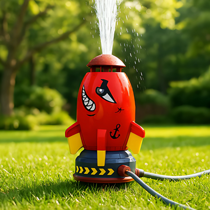 Kids launching a RocketSplash outdoor water rocket toy with a big splash, perfect for summer fun.