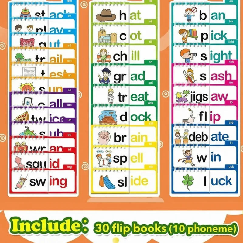 Educational toy: a collection of English word flipbooks and flashcards for young learners