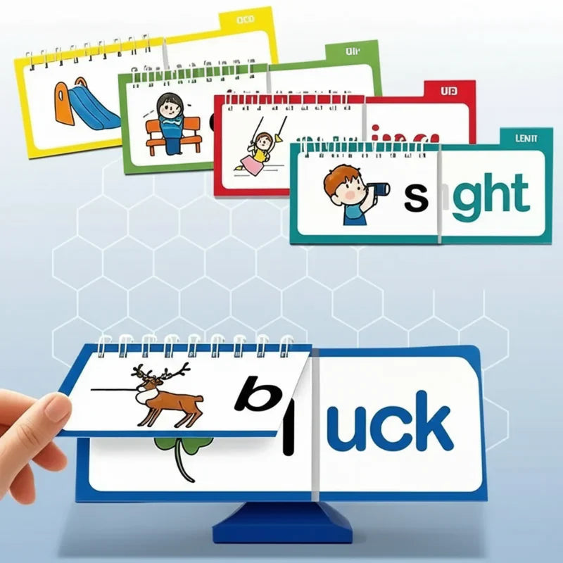 Tabletop view of the Kids Learn English Words Set, ready for engaging kids activities