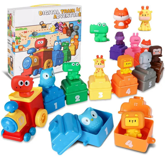 Kids Learn & Play Number Train Set teaches counting & sorting to toddlers & preschoolers.