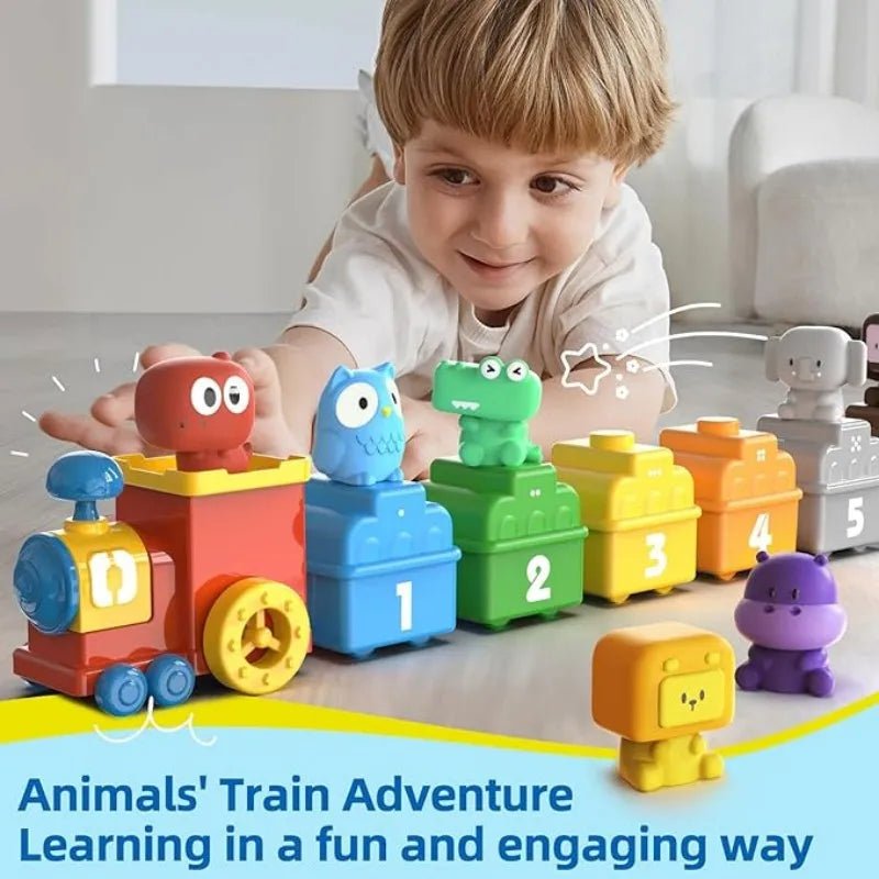 Close-up of the Number Train Set blocks, promoting sorting & number recognition for kids.