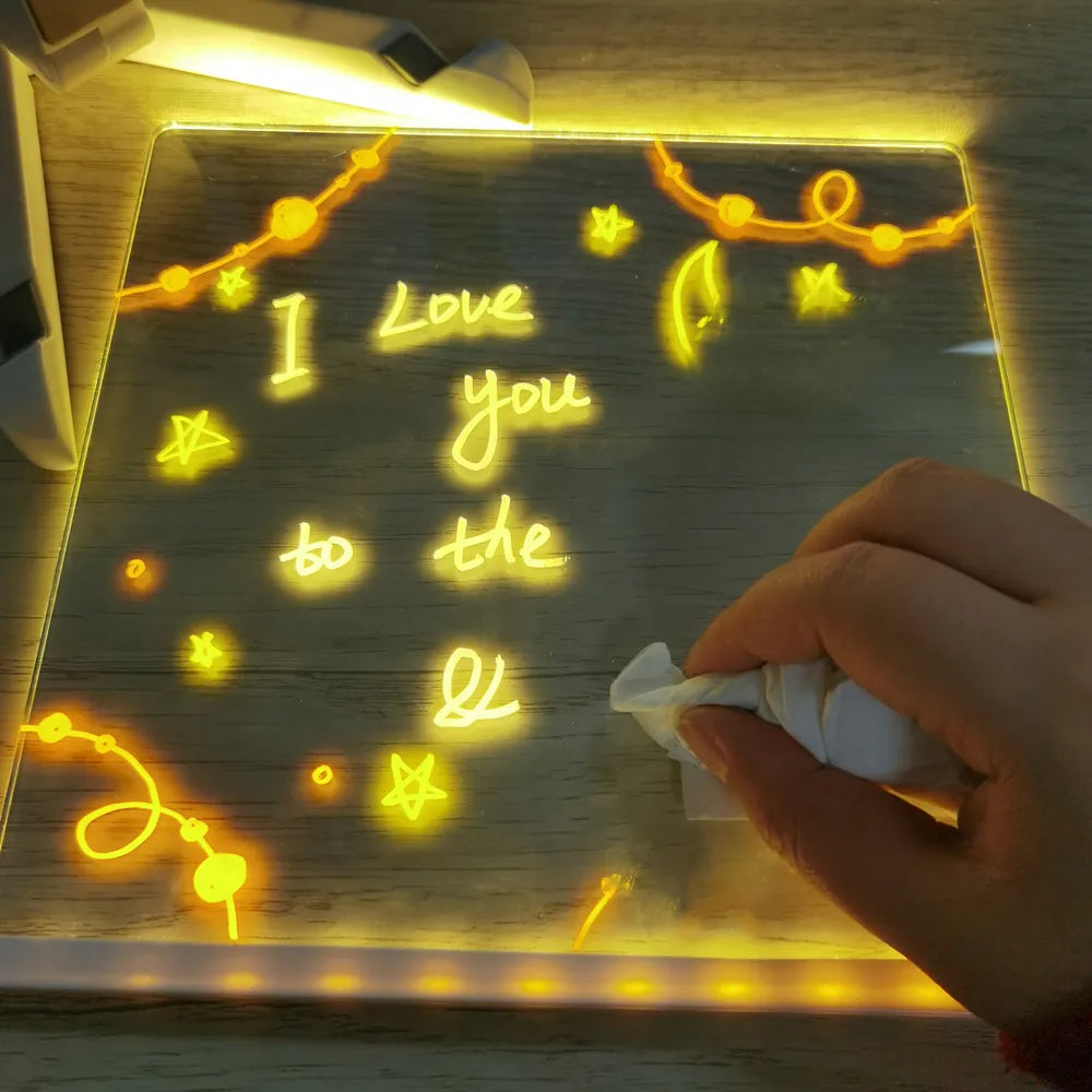 Vibrant LED drawing board for children, enhancing creativity and serving as a comforting night light.