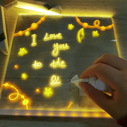 Vibrant LED drawing board for children, enhancing creativity and serving as a comforting night light.