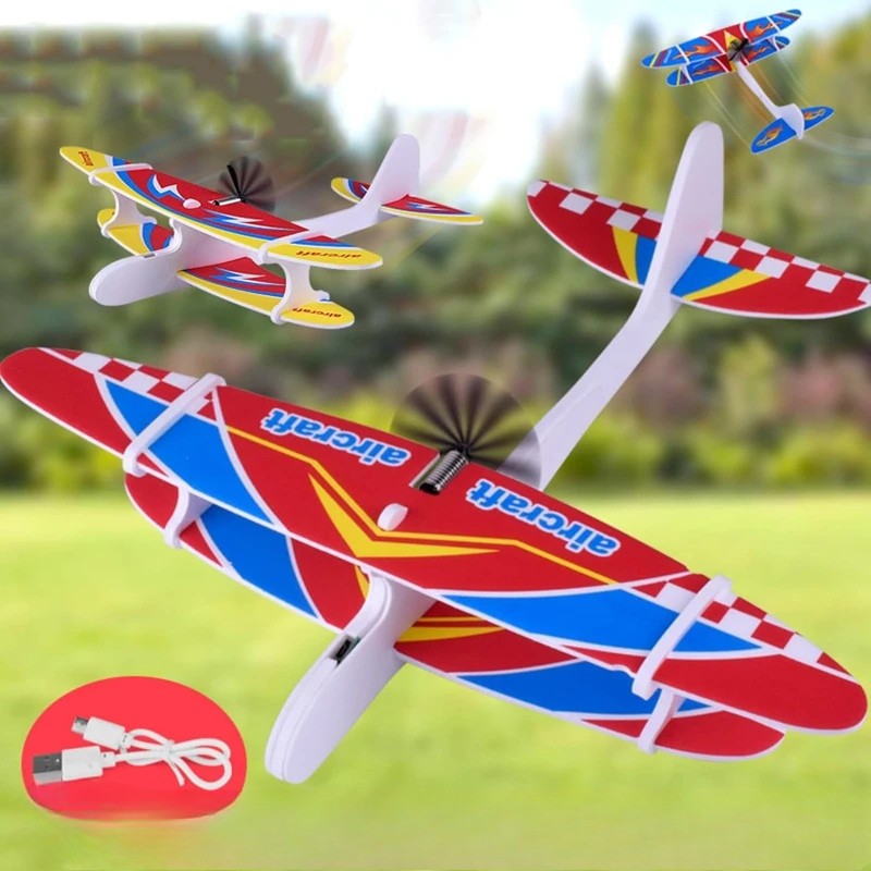 Kids' LED Glider Foam Airplane, perfect for outdoor play, durable and easy to control