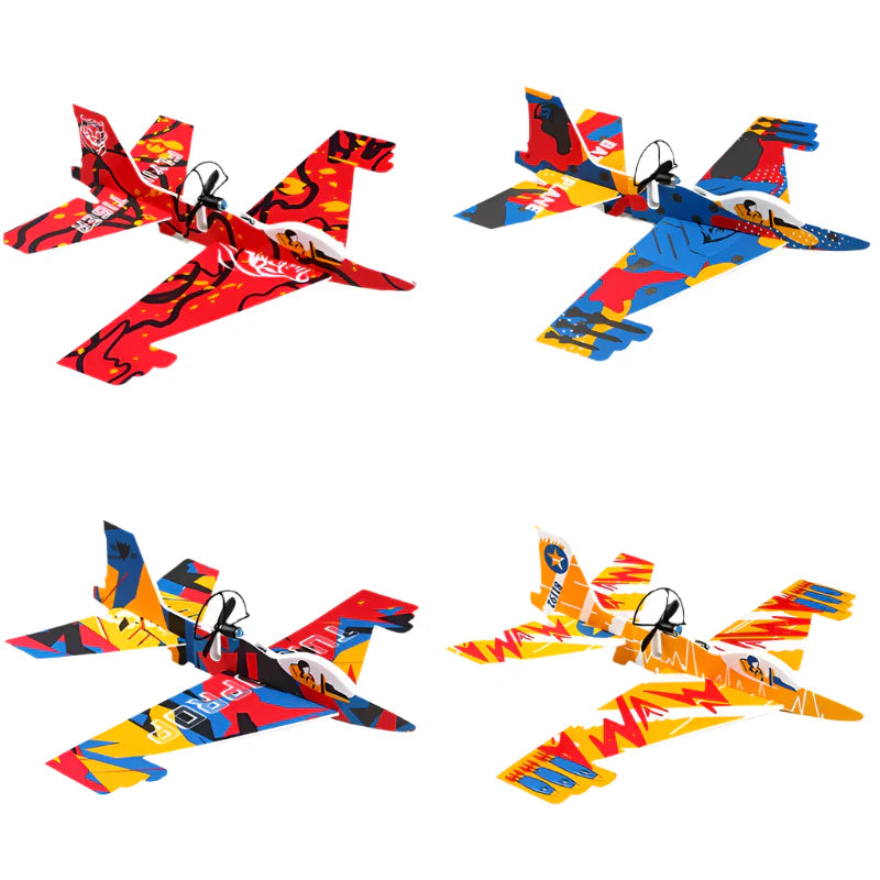 Kids' durable foam airplane with colorful LED lights, a great flying toy for garden play
