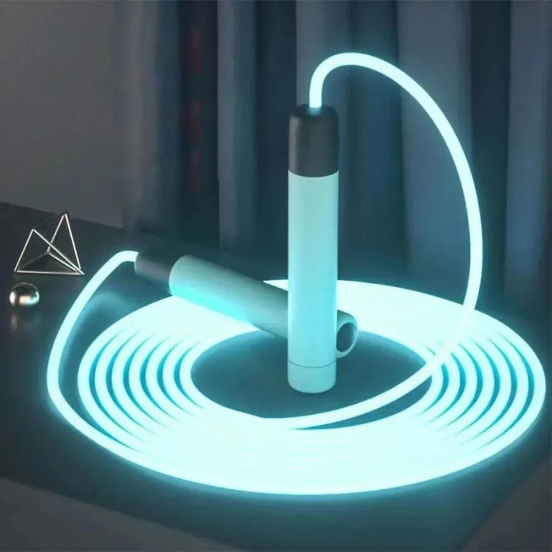 Kids' LED Light-Up Sports Jump Rope with glowing handles, perfect for active outdoor play and fitness
