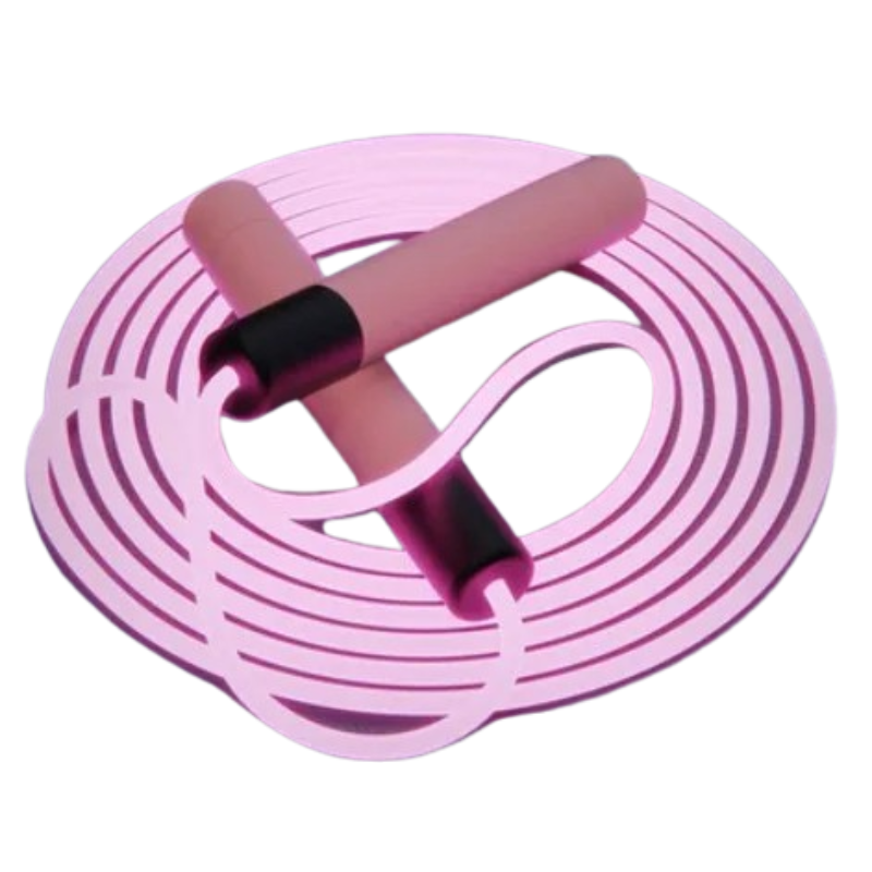 Close-up of a child's hands holding the LED-lit handles of a sports jump rope during play